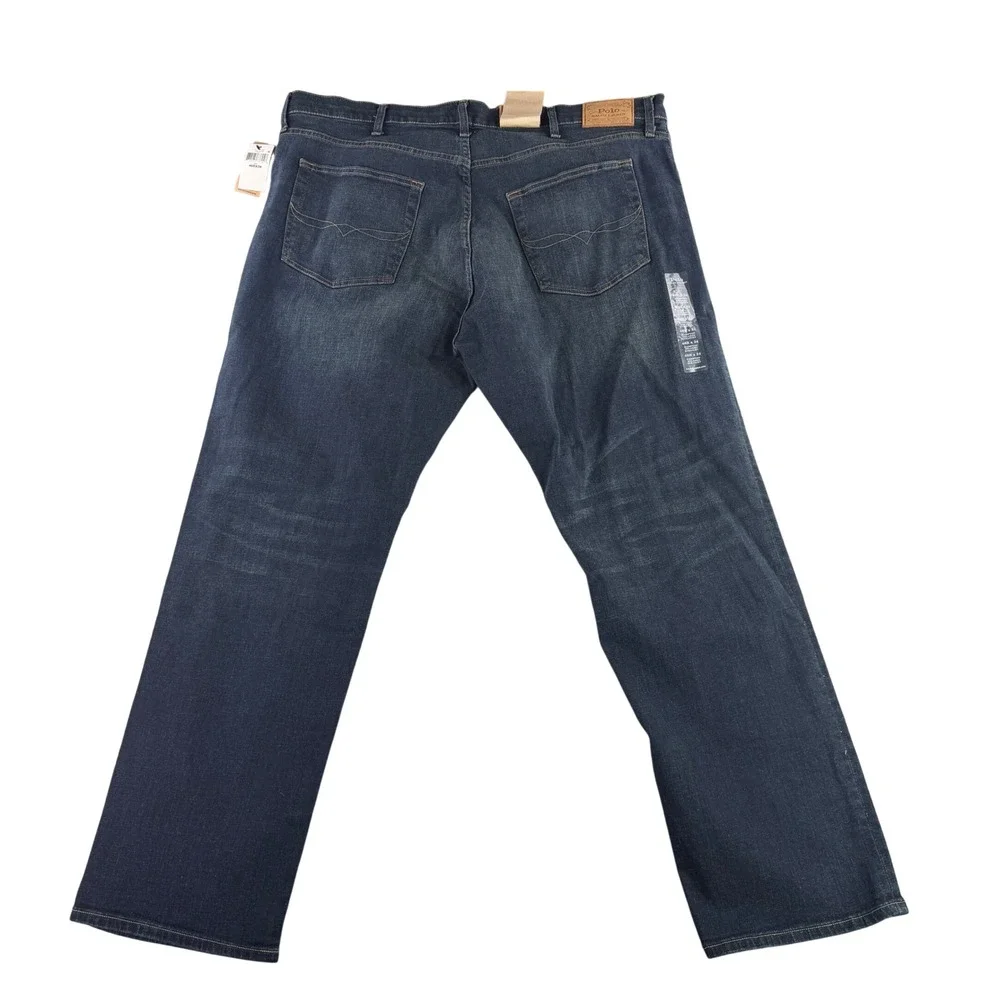 Polo Ralph Lauren Jeans Mens 46x34 Blue Hampton Relaxed Straight Dark Wash NEW